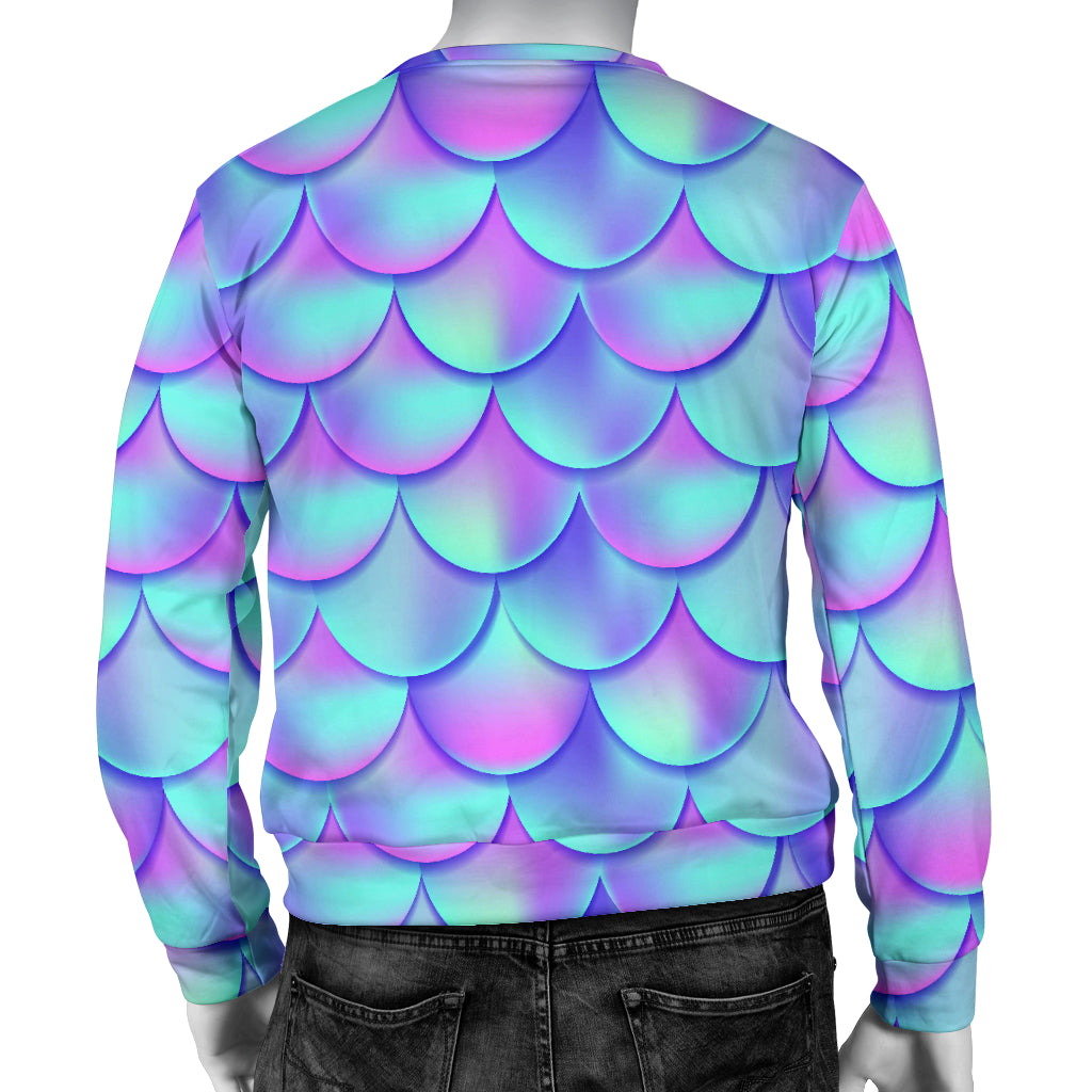 Mermaid Tail Design Print Pattern Men Long Sleeve Sweatshirt