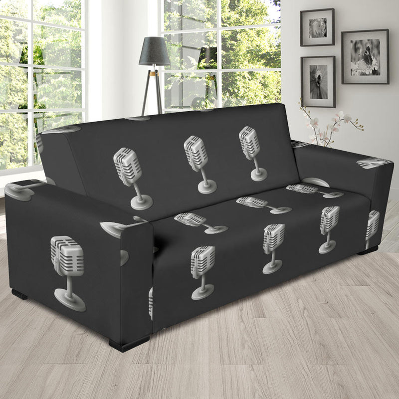 Microphone Vintage Pattern Print Design 01 Sofa Slipcover