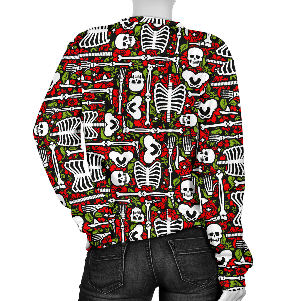 Skeleton Pattern Print Women Long Sleeve Sweatshirt