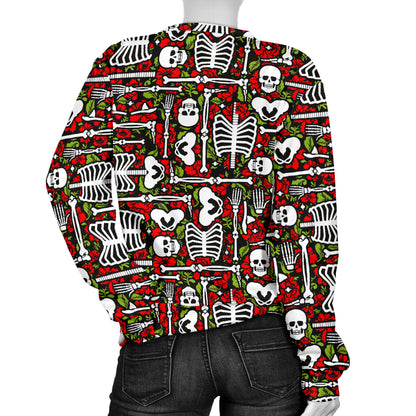 Skeleton Pattern Print Women Long Sleeve Sweatshirt