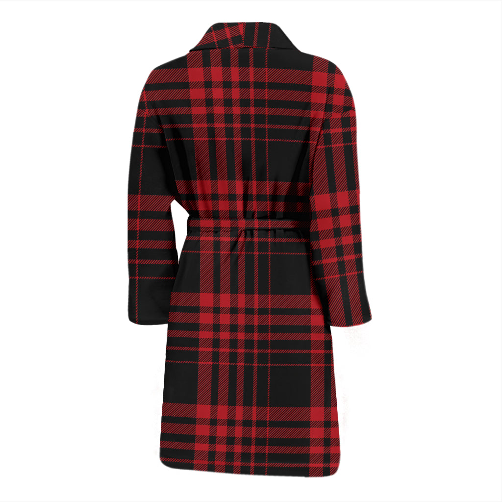 Tartan Red Black Print Design LKS303 Men Bathrobe