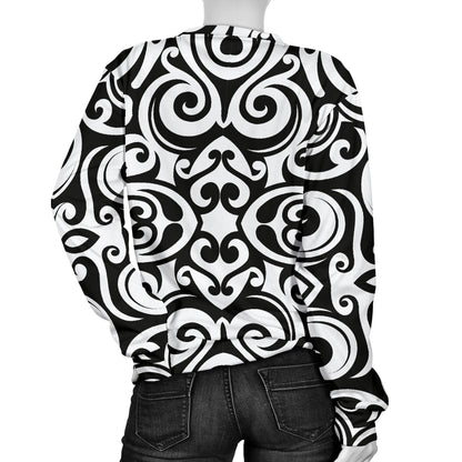 Polynesian Tattoo Pattern Women Long Sleeve Sweatshirt
