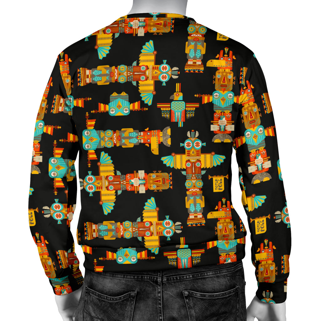 Totem Pole Cartoon Print Men Long Sleeve Sweatshirt