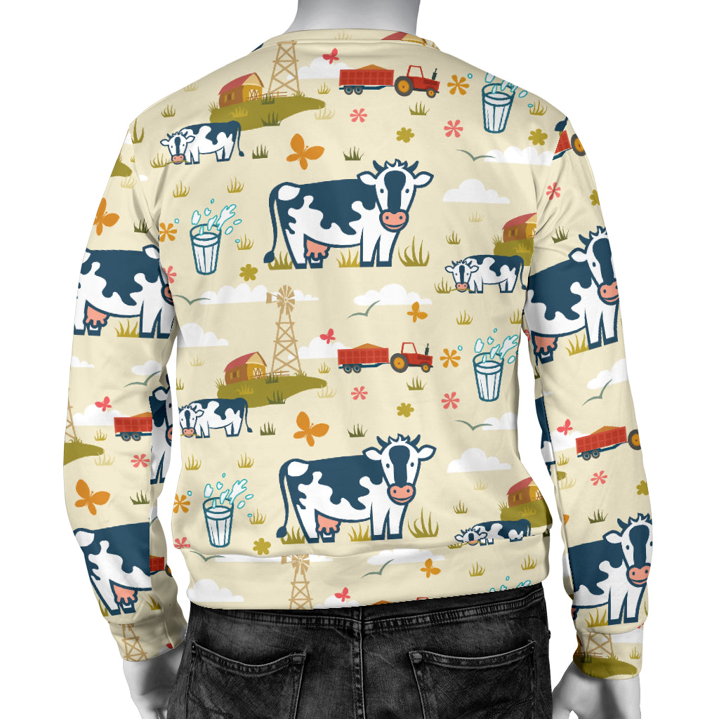 Cow Farm Design Print Men Long Sleeve Sweatshirt