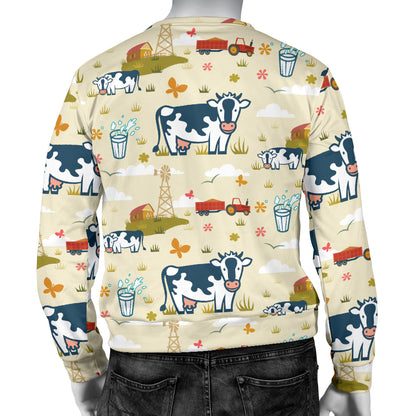 Cow Farm Design Print Men Long Sleeve Sweatshirt