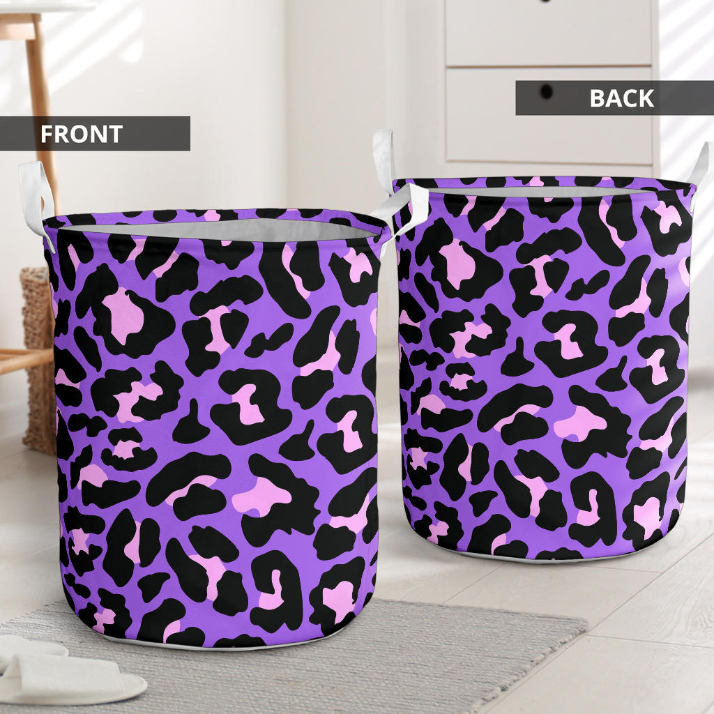 Cheetah Purple Neon Print Pattern Laundry Basket
