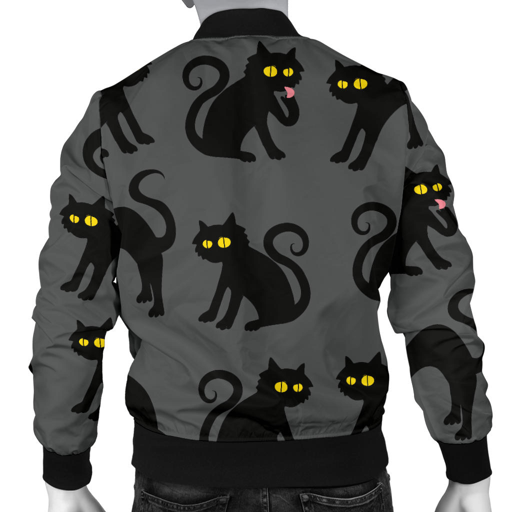 Black Cat Cute Print Pattern Men Bomber Jacket
