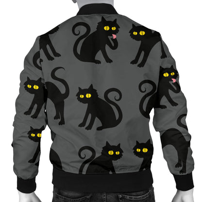 Black Cat Cute Print Pattern Men Bomber Jacket