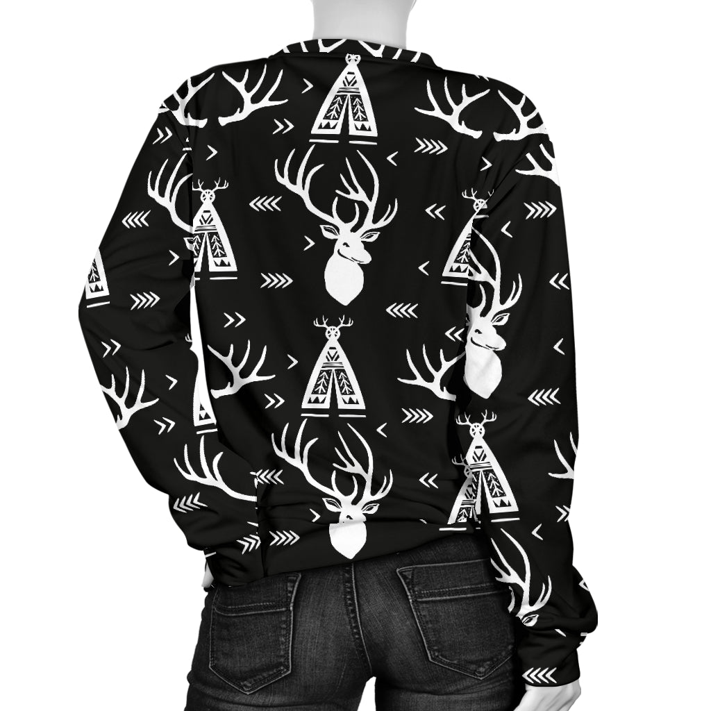 Deer Native Indian Print Pattern Women Long Sleeve Sweatshirt
