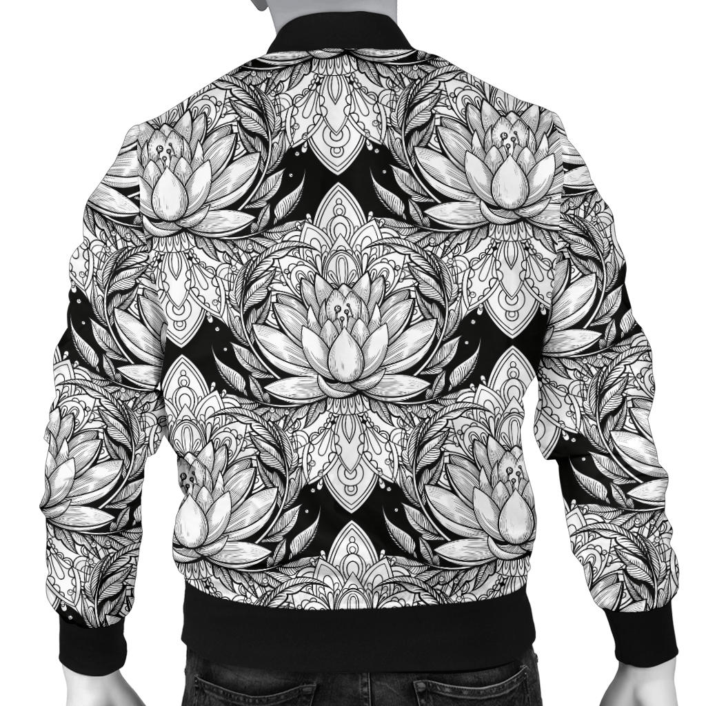 Lotus Mandala Print Pattern Men Bomber Jacket