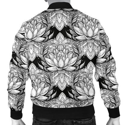 Lotus Mandala Print Pattern Men Bomber Jacket