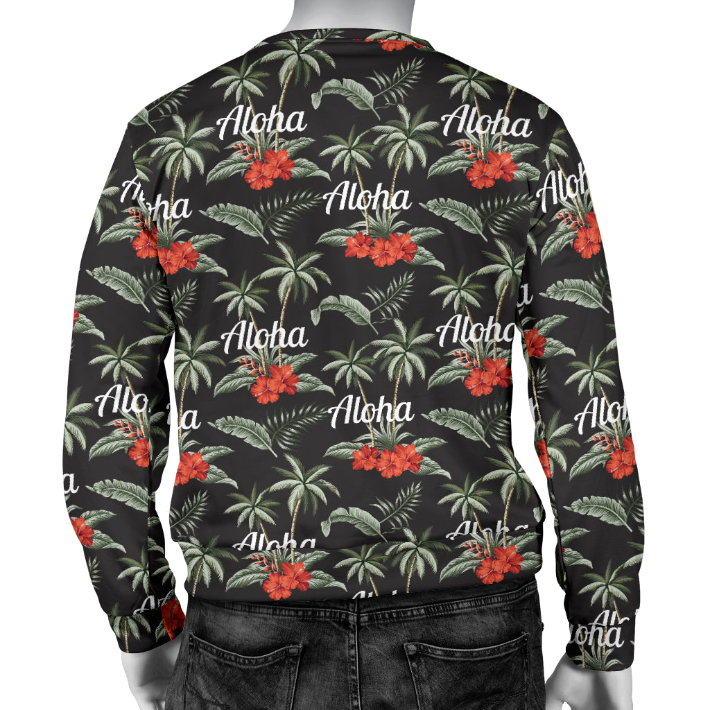 Aloha Palm Tree Design Themed Print Men Long Sleeve Sweatshirt