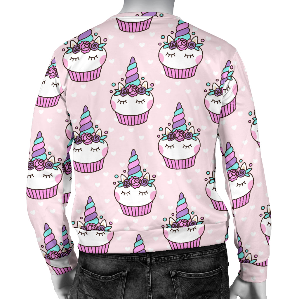 Cupcakes Unicorn Print Pattern Men Long Sleeve Sweatshirt
