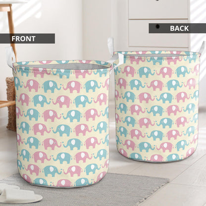 Elephant Baby Pastel Print Pattern Laundry Basket