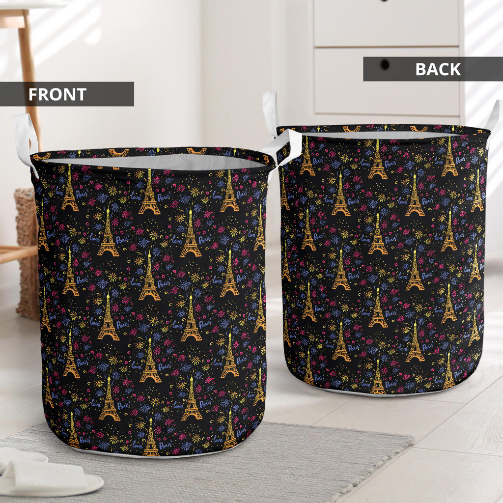 Eiffel Tower Love Paris Print Laundry Basket