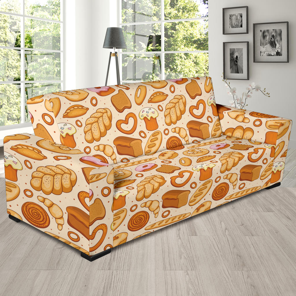 Bread Pattern Print Design 01 Sofa Slipcover