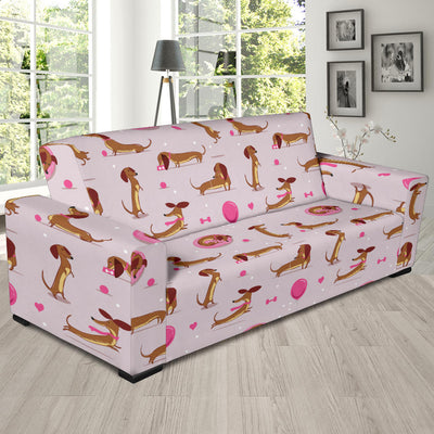 Dachshund Pattern Print Design 10 Sofa Slipcover