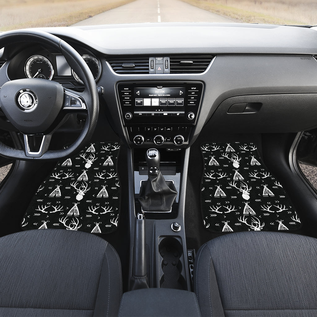 Deer Native Indian Print Pattern Car Floor Mats Front Back