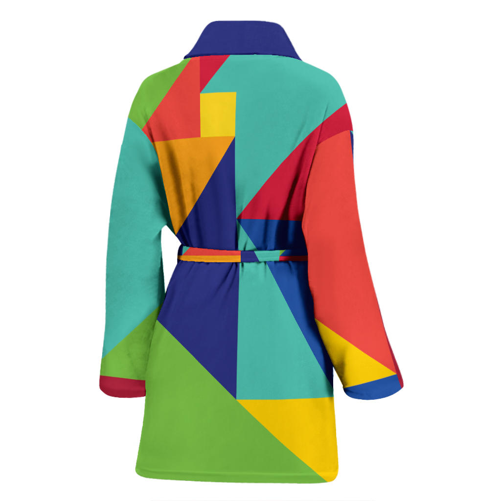 Mosaic Pattern Print Design 01 Women Bathrobe