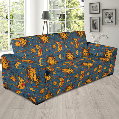 Celestial Moon Sun Pattern Print Design 02 Sofa Slipcover