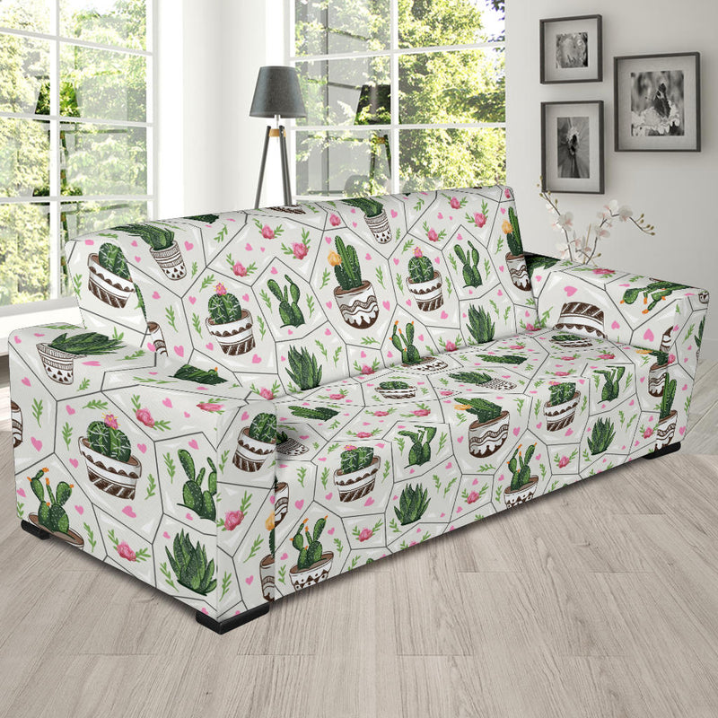 Cactus Pattern Print Design 04 Sofa Slipcover