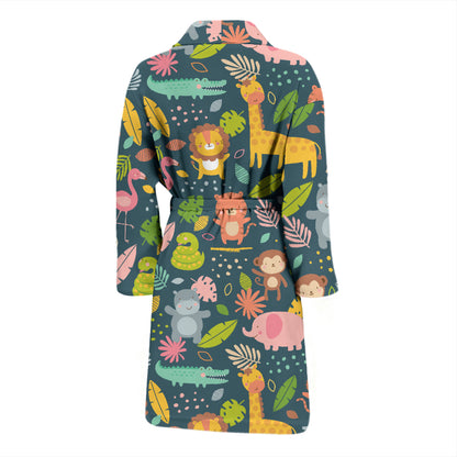 Safari Animal Cartoon Print Design LKS305 Men Bathrobe