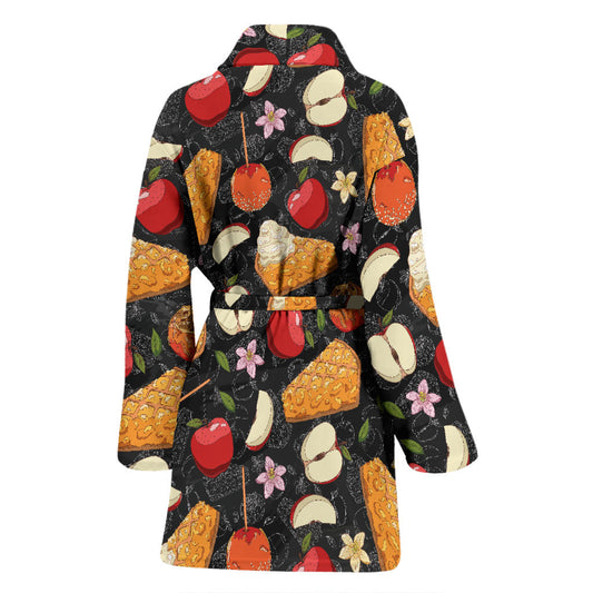 Apple Pie Pattern Print Design 01 Women Bathrobe