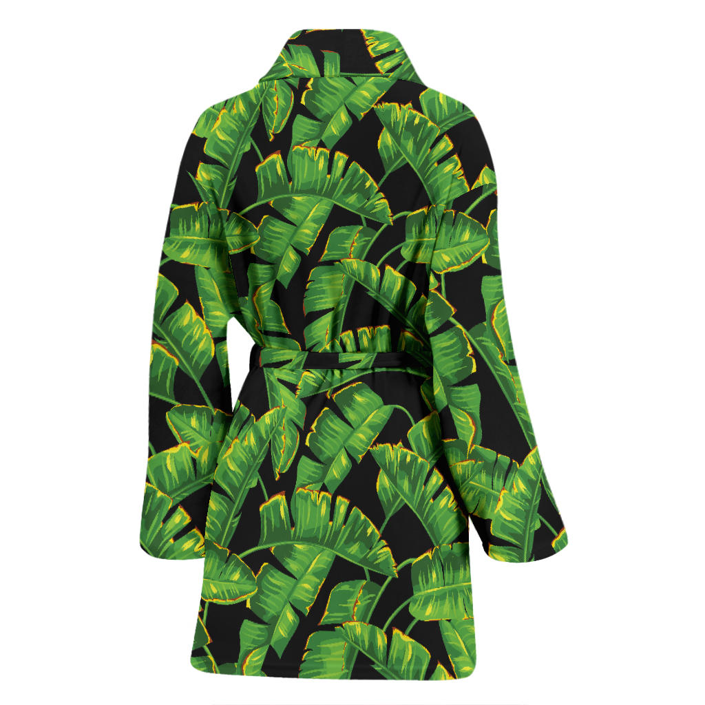 Banana Leaf Pattern Print Design 03 Women Bathrobe