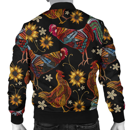 Chicken Embroidery Style Men Bomber Jacket