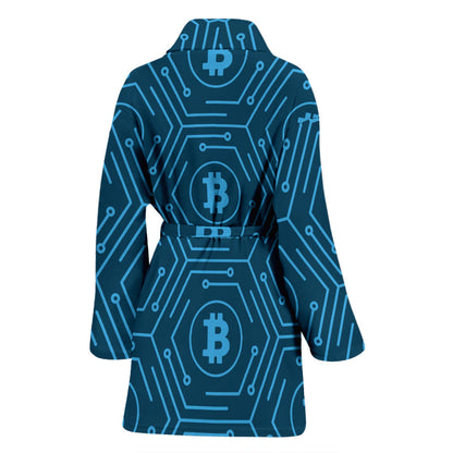 Cryptocurrency Pattern Print Design 04 Women Bathrobe