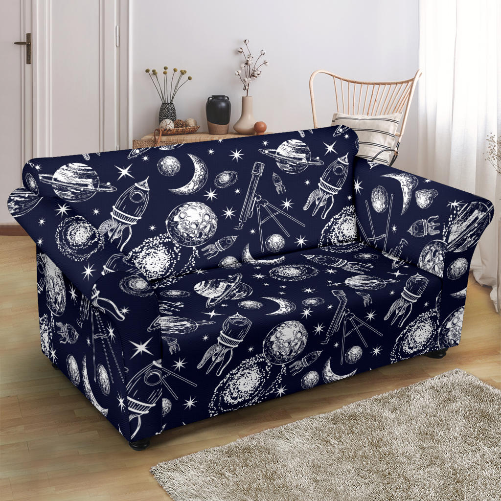Space Rocket Print Design LKS301 Loveseat Couch Slipcover