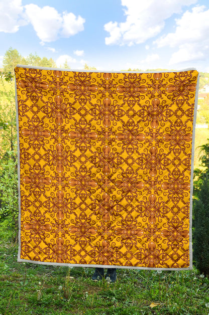 Octopus Background Design Print Quilt Bedspread