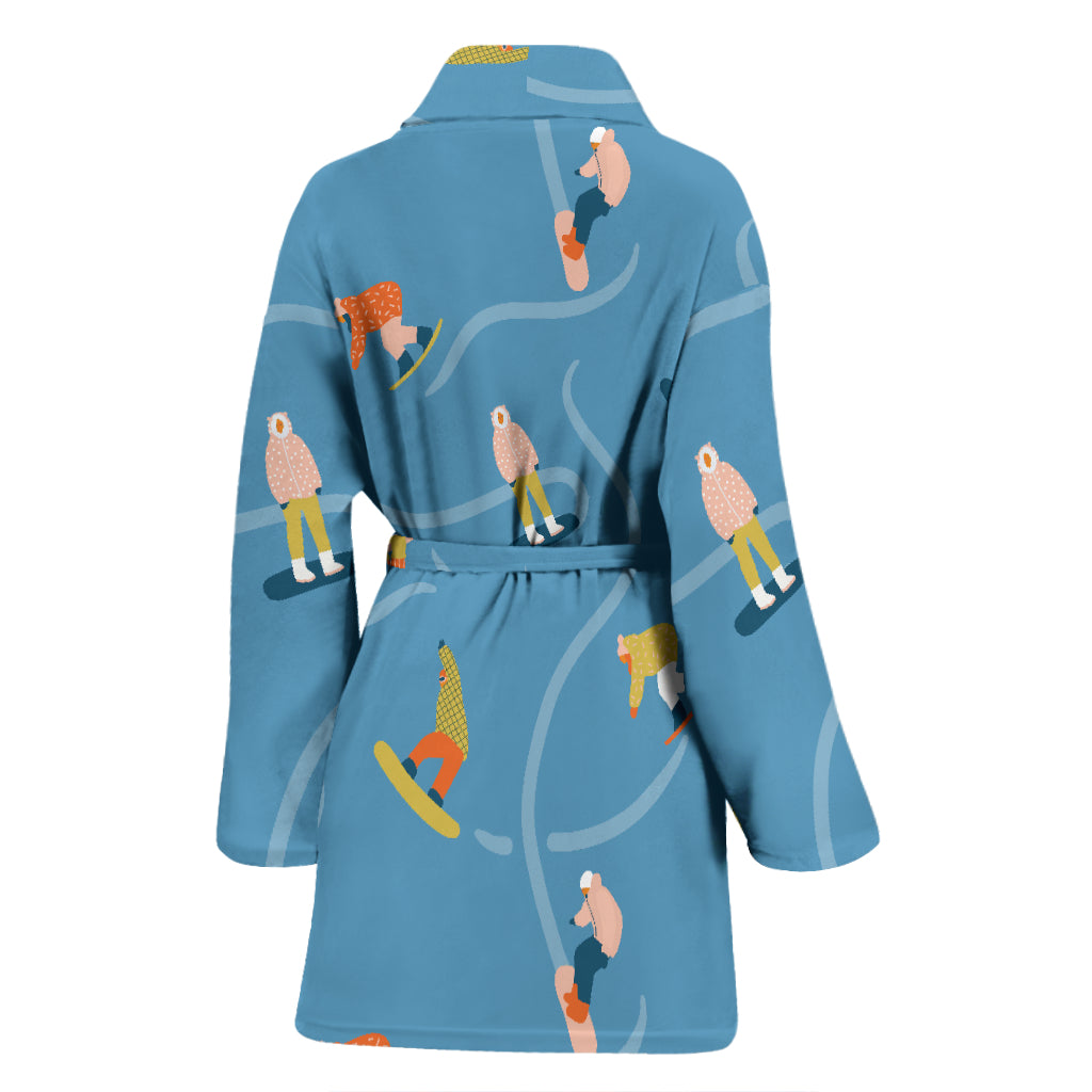 Snowboard Print Design LKS303 Women Bathrobe