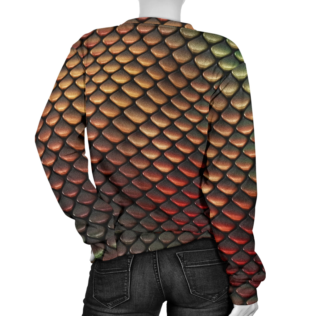 Snake Skin Colorful Print Women Long Sleeve Sweatshirt