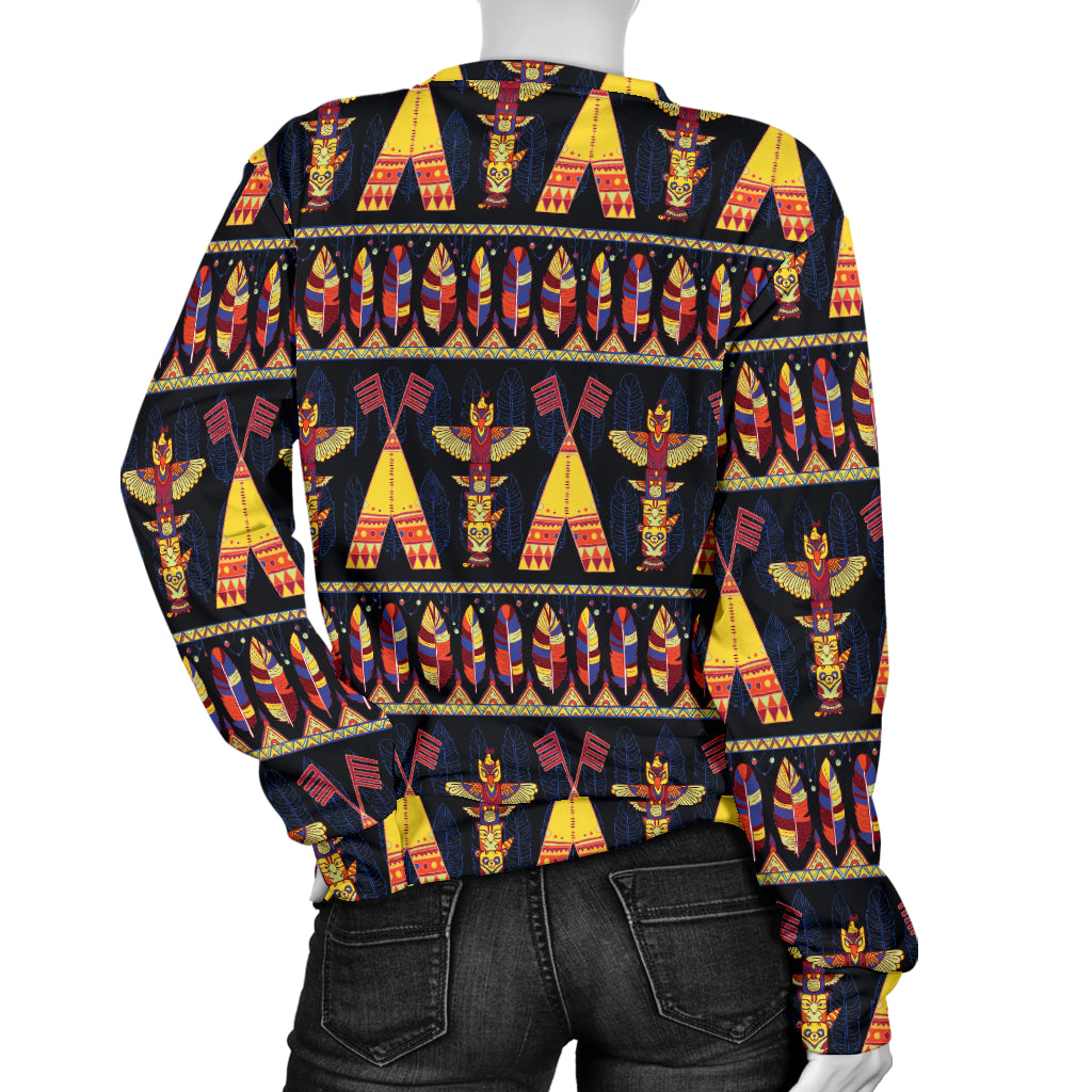 Totem Pole Design Women Long Sleeve Sweatshirt