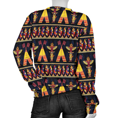 Totem Pole Design Women Long Sleeve Sweatshirt