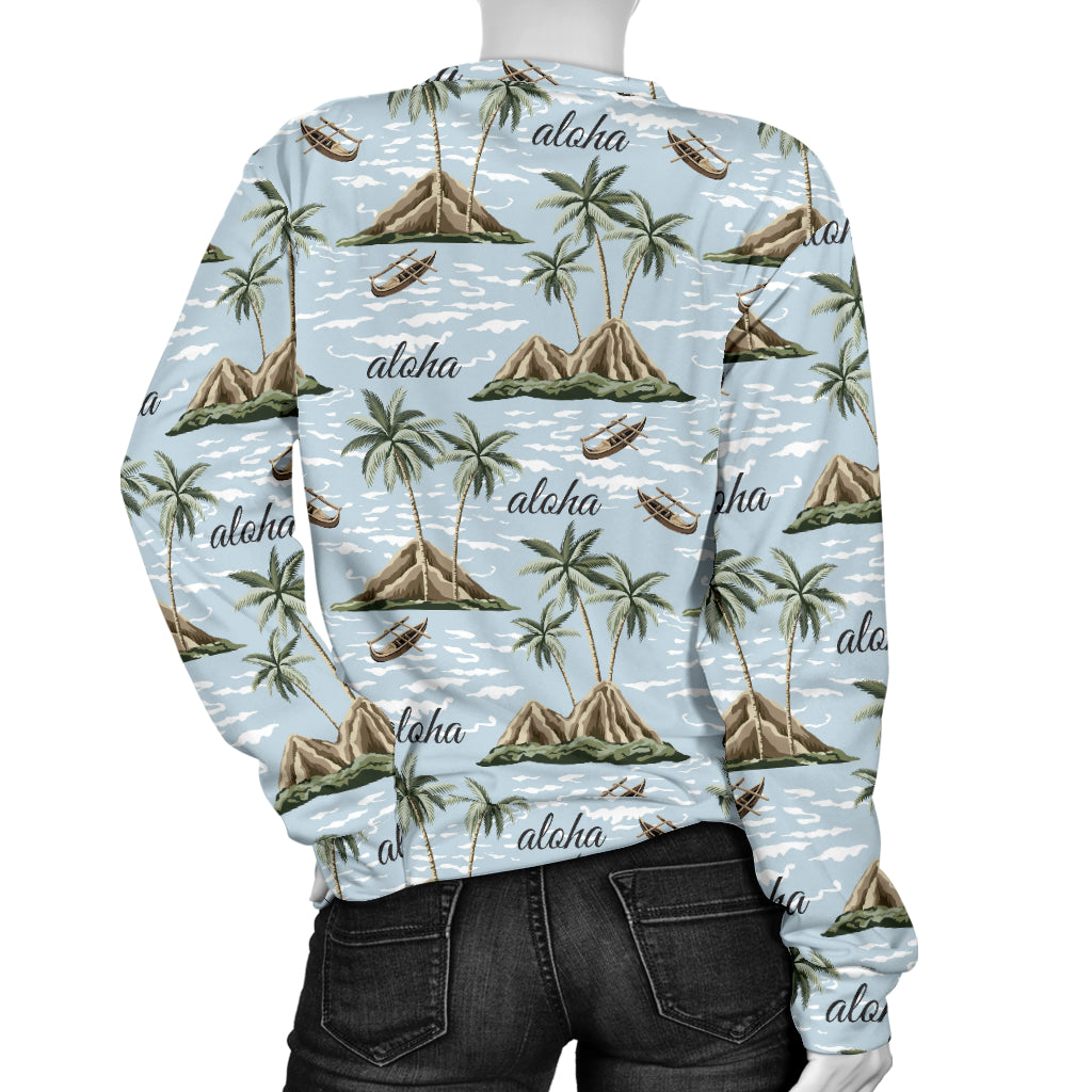 Aloha Hawaii island Design Themed Print Women Long Sleeve Sweatshirt