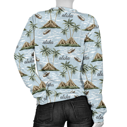 Aloha Hawaii island Design Themed Print Women Long Sleeve Sweatshirt