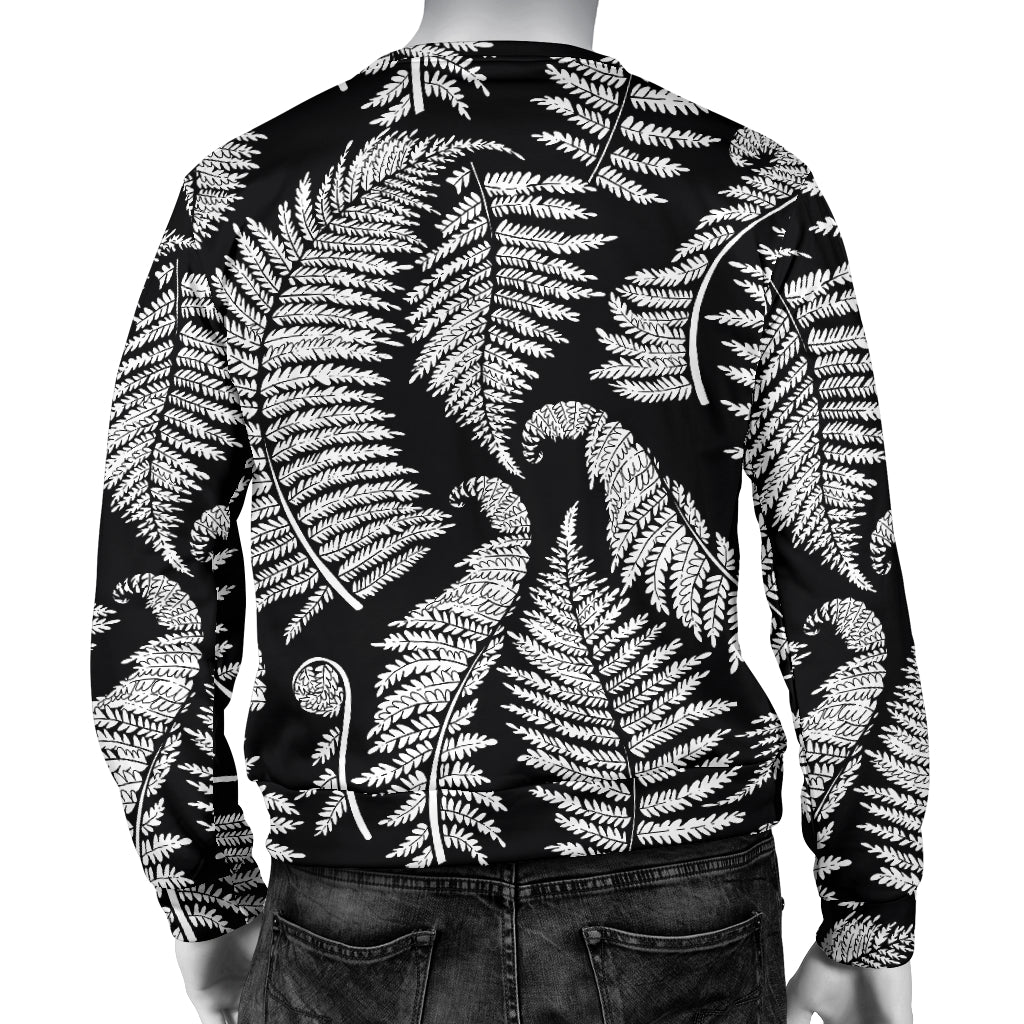Fern Leave Black White Print Pattern Men Long Sleeve Sweatshirt