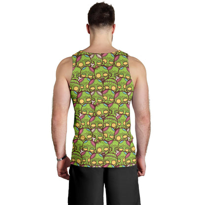 Zombie Head Design Pattern Print Men Tank Top