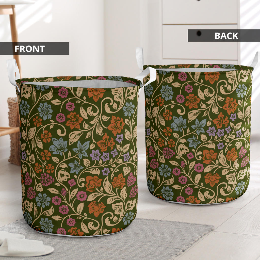 Floral Vintage Print Pattern Laundry Basket