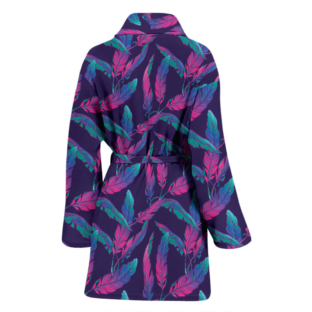 Banana Leaf Pattern Print Design 08 Women Bathrobe