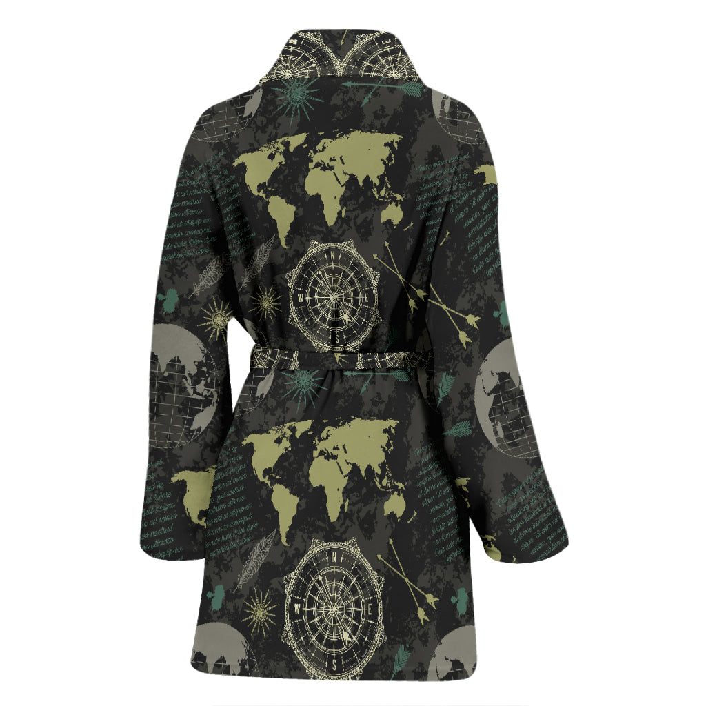World Map Print Design LKS303 Women Bathrobe