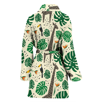 Rainforest Giraffe Pattern Print Design A02 Women Bathrobe