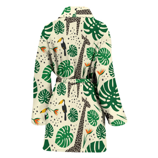 Rainforest Giraffe Pattern Print Design A02 Women Bathrobe