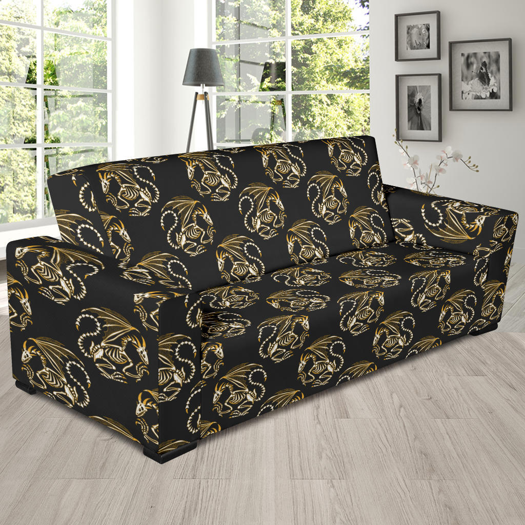 Skeleton Dragon Print Design LKS306 Sofa Slipcover