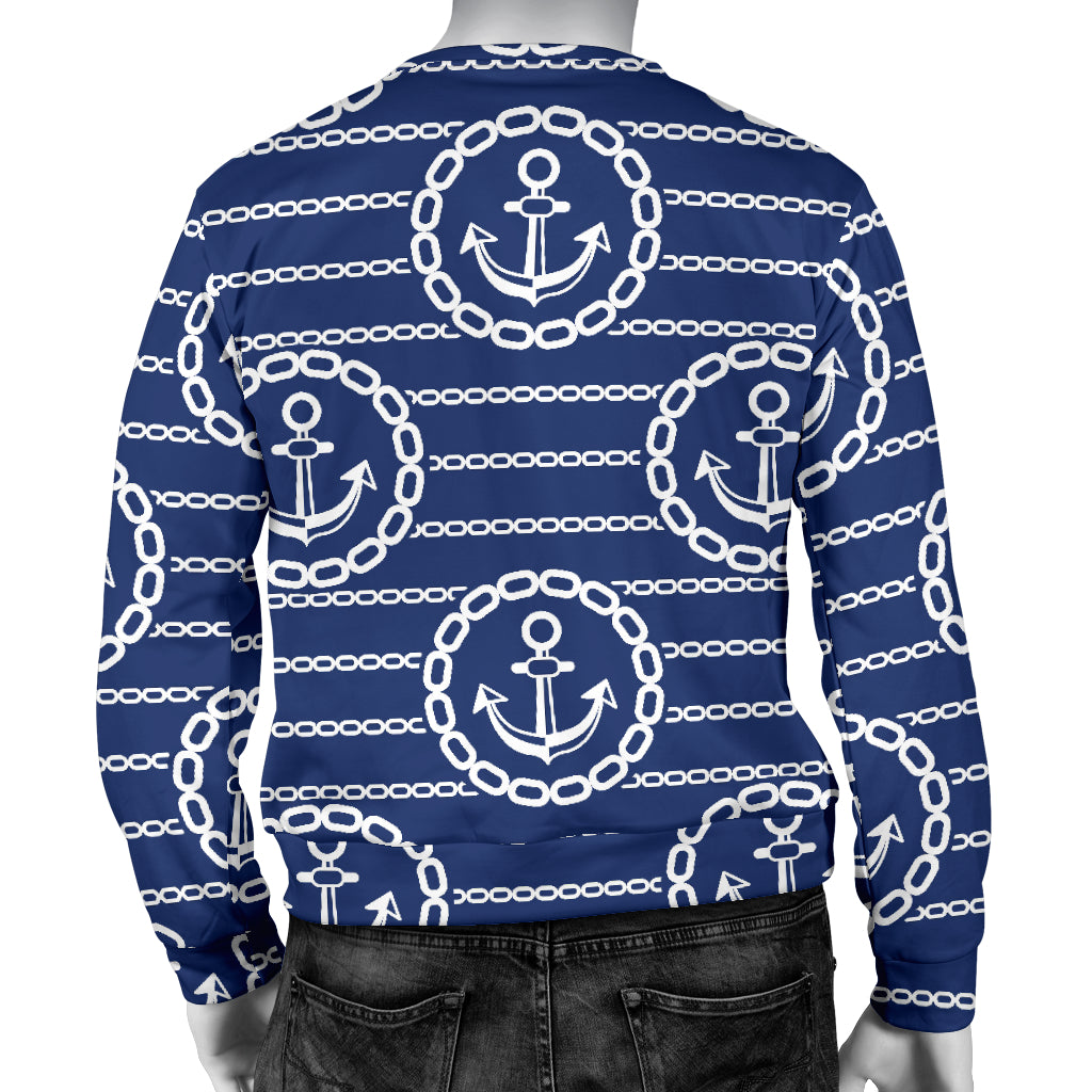 Anchor Stripe Pattern Men Long Sleeve Sweatshirt
