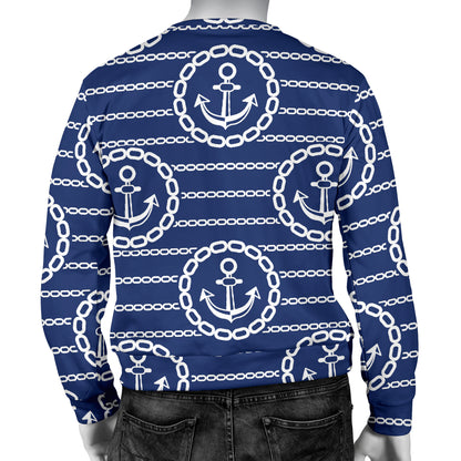 Anchor Stripe Pattern Men Long Sleeve Sweatshirt