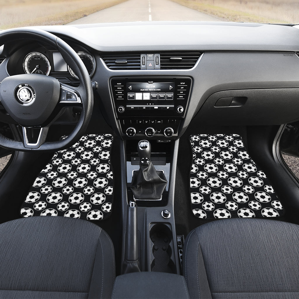 Soccer Ball Black Print Pattern Car Floor Mats Front Back