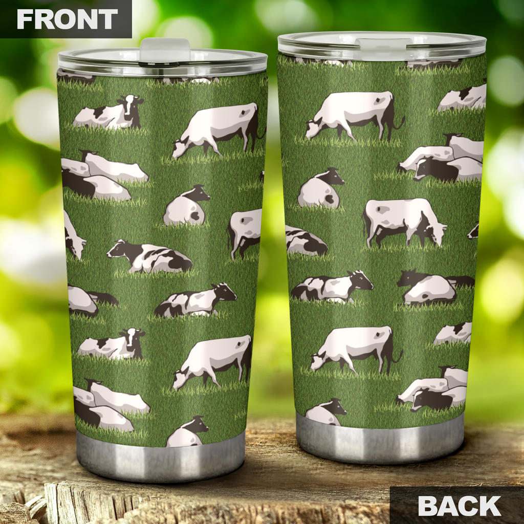 Cow on Grass Print Pattern Tumbler
